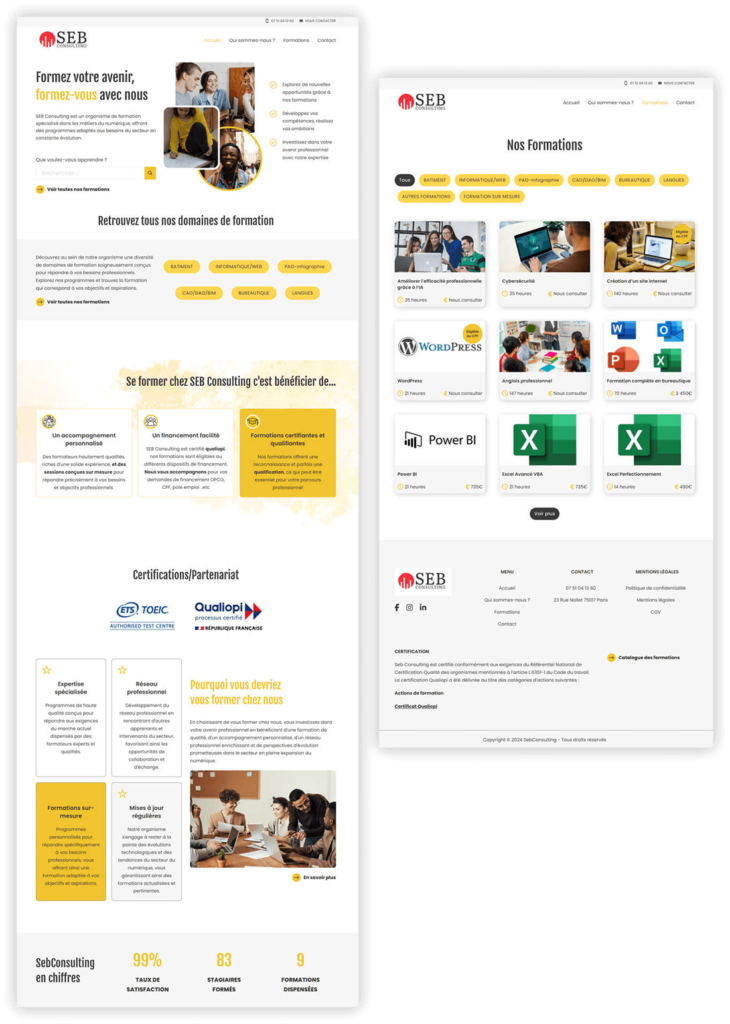 Réalisation site internet organisme de formation Seb Consulting -Enoden Studio